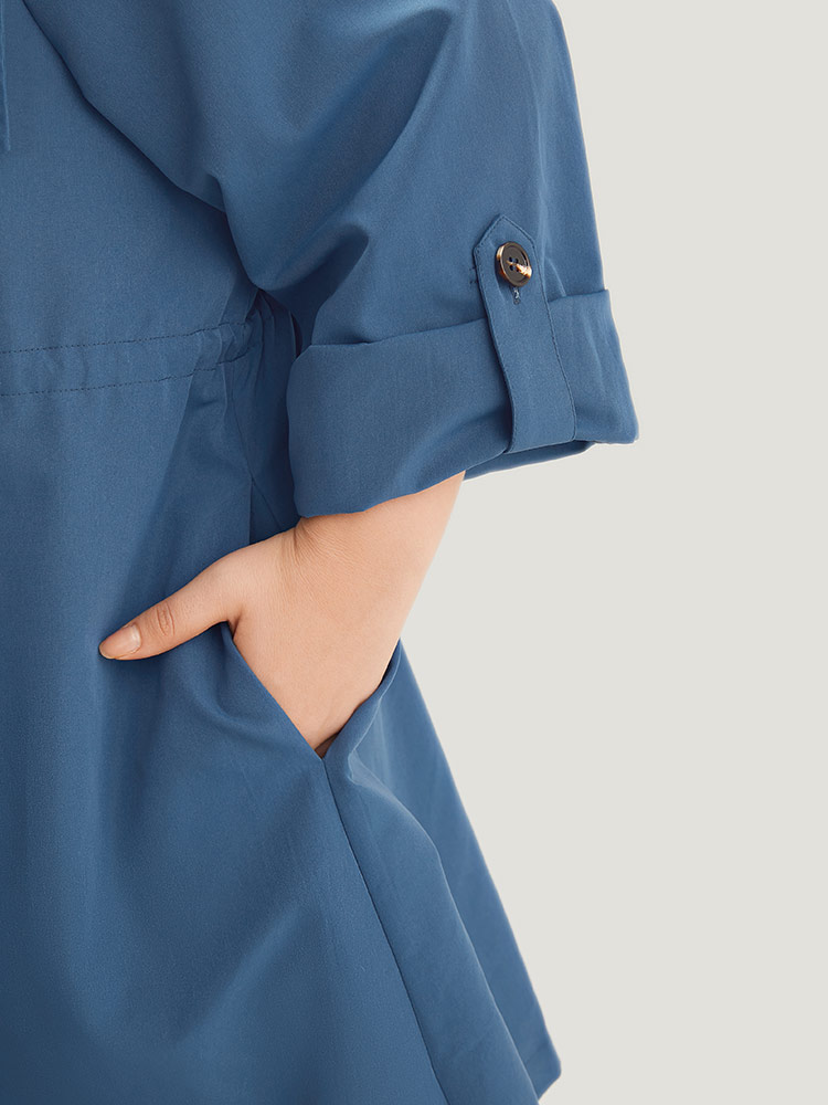 Plus Size Women Work Plain Asymmetrical Pocket Work From Home Coats BloomChic 