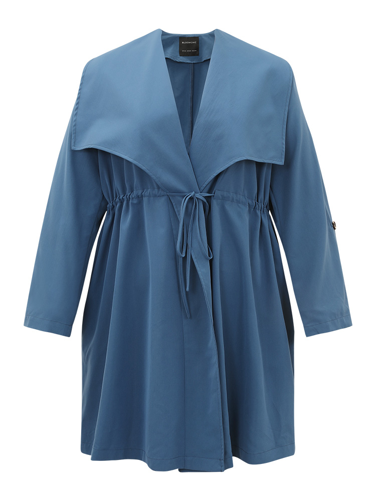 Plus Size Women Work Plain Asymmetrical Pocket Work From Home Coats BloomChic 