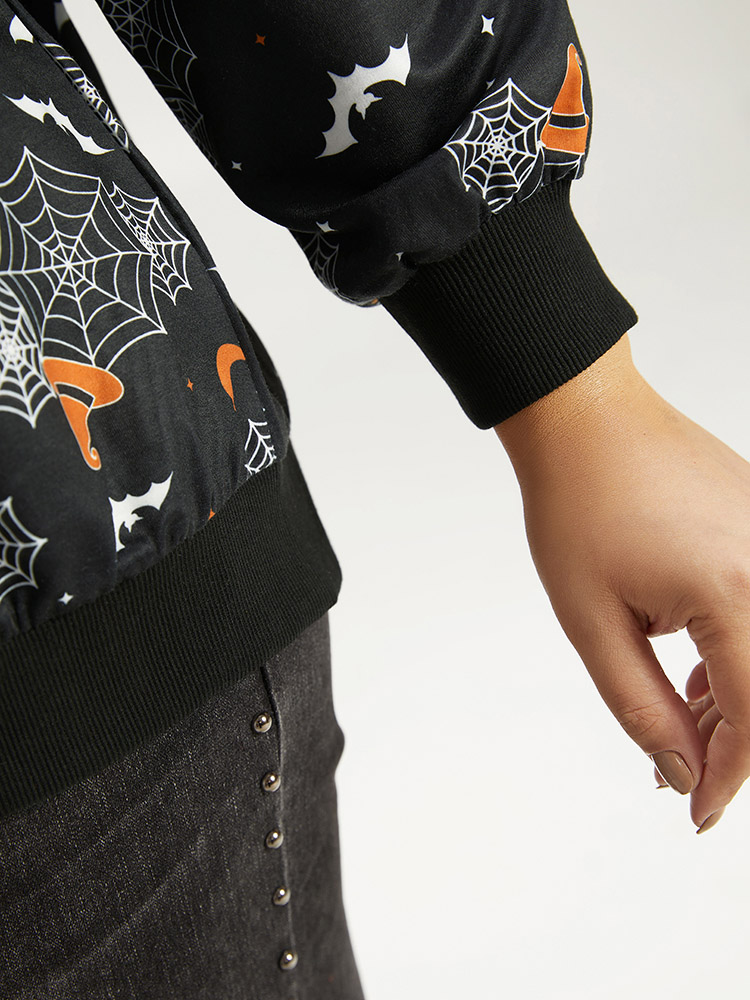 Plus Size Women Dailywear Graphic-Halloween Elastic cuffs Regular Regular Sleeve Long Sleeve Round Neck Casual Sweatshirts BloomChic 