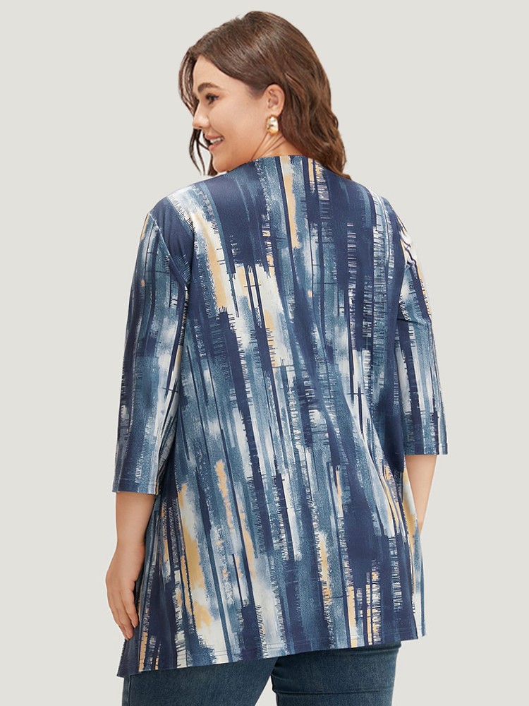 

Plus Size Tie Dye Drape Open Front Kimono Women DarkBlue Casual Drape Dailywear Kimonos BloomChic