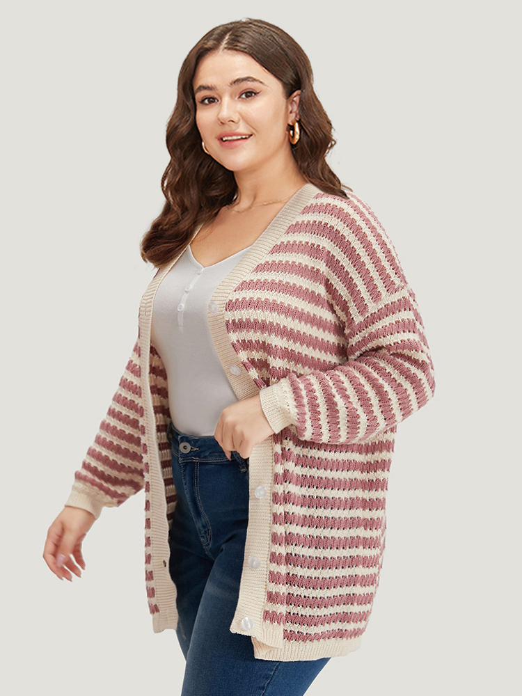 Cardigans | Striped Button Through Cut Out Cardigan | BloomChic 