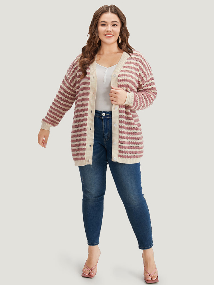 Cardigans | Striped Button Through Cut Out Cardigan | BloomChic 