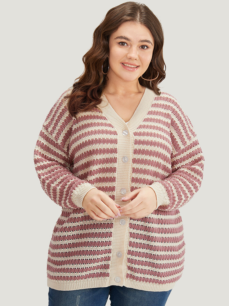 Cardigans | Striped Button Through Cut Out Cardigan | BloomChic 