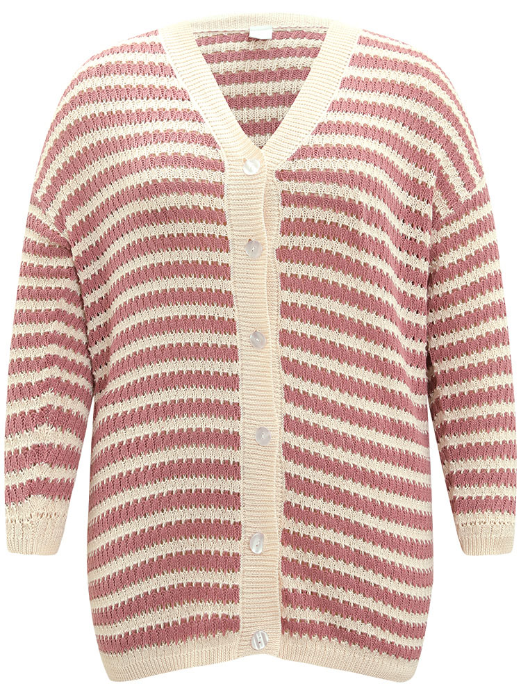 Cardigans | Striped Button Through Cut Out Cardigan | BloomChic 