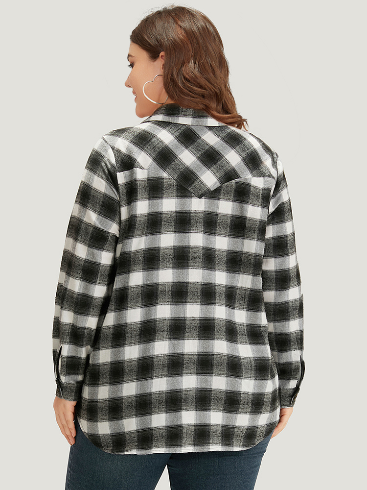 Plus Size Women Dailywear Plaid Button Pocket Casual Coats BloomChic 