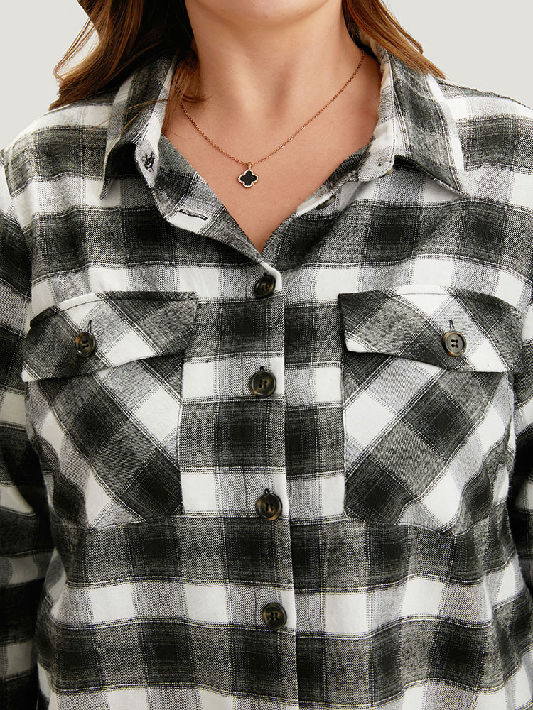 Plus Size Women Dailywear Plaid Button Pocket Casual Coats BloomChic 