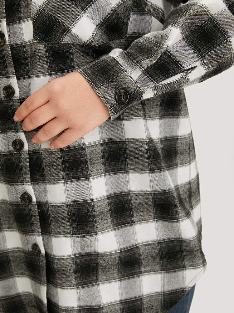 Plus Size Women Dailywear Plaid Button Pocket Casual Coats BloomChic 