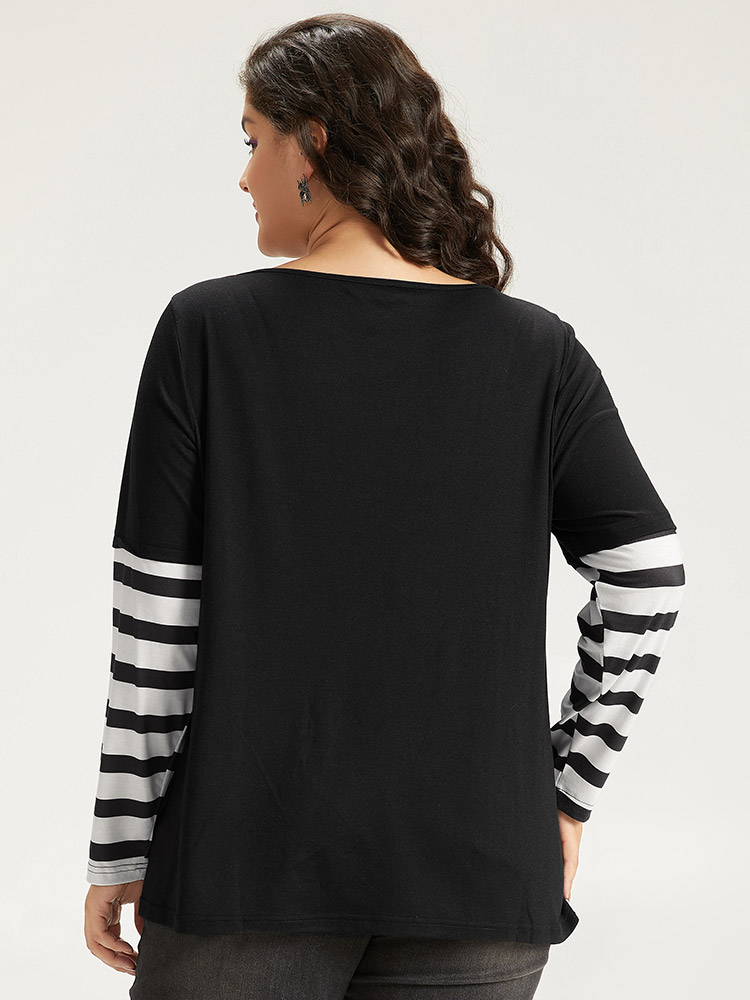 Plus Size Women Festival-Halloween Halloween Printed Regular Sleeve Long Sleeve Round Neck Casual T-shirts BloomChic 