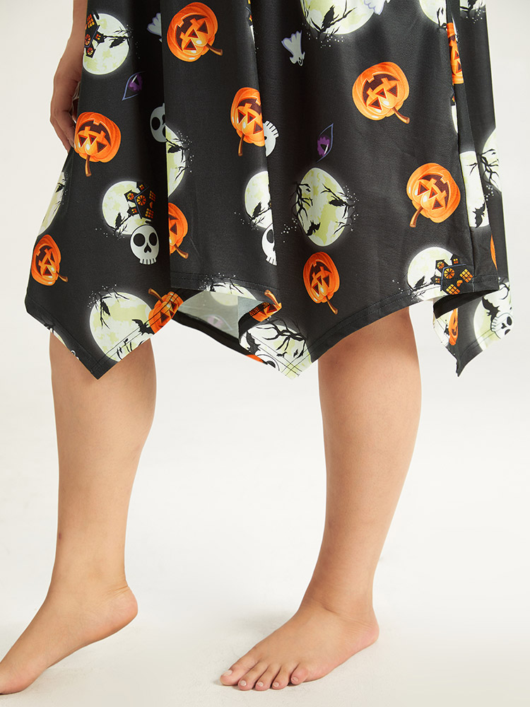 Loungewear | Halloween Graphic Round Neck Sleep Midi Dress | BloomChic 