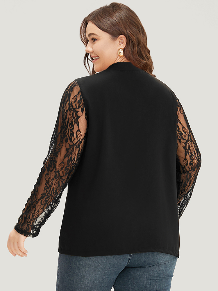 

Plus Size Halloween Solid Open Front Guipure Lace Blazer Black Women Dailywear Plain Plain Sleeve Long Sleeve Open Front  Casual Blazers BloomChic