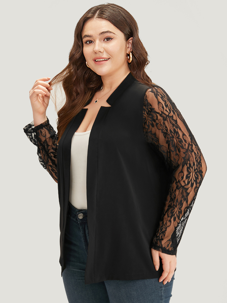 Plus Size Women Dailywear Plain Plain Regular Sleeve Long Sleeve Open Front Casual Blazers BloomChic 