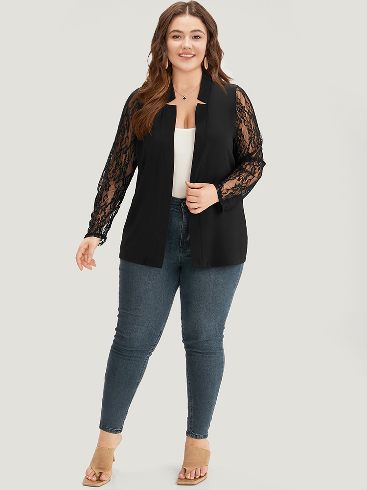Plus Size Women Dailywear Plain Plain Regular Sleeve Long Sleeve Open Front Casual Blazers BloomChic 