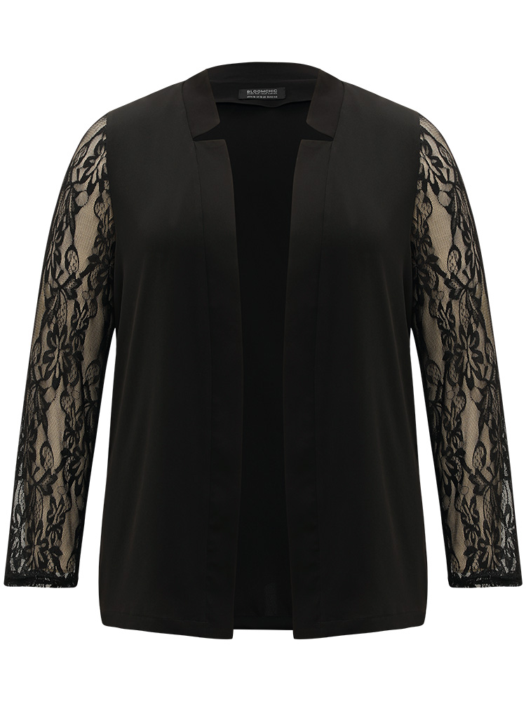 Plus Size Women Dailywear Plain Plain Regular Sleeve Long Sleeve Open Front Casual Blazers BloomChic 