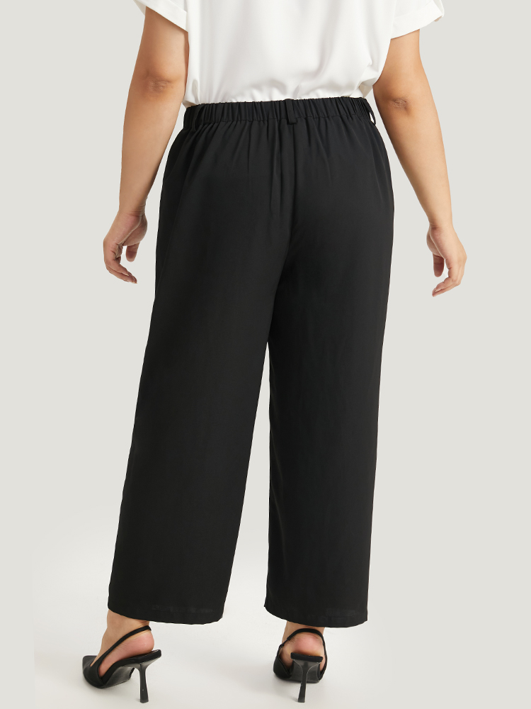 Plus Size Women Work Plain Plain High Rise Pocket Office Pants BloomChic 