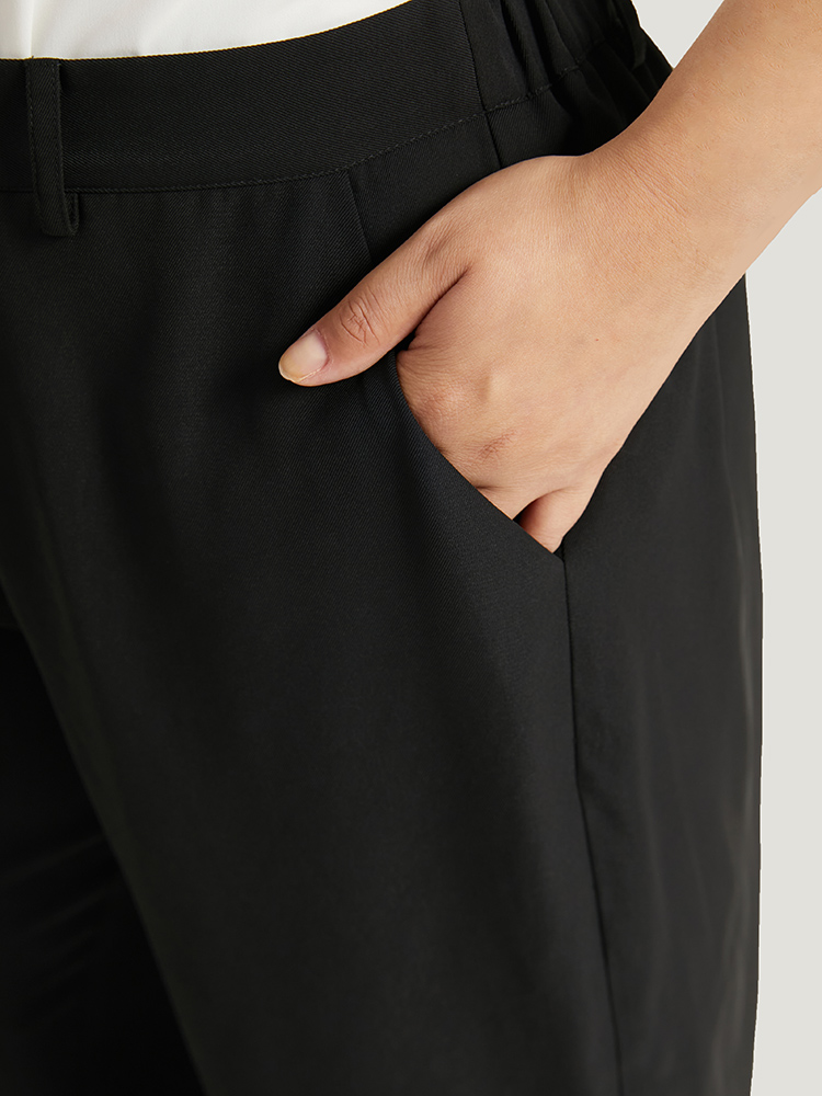 Plus Size Women Work Plain Plain High Rise Pocket Office Pants BloomChic 