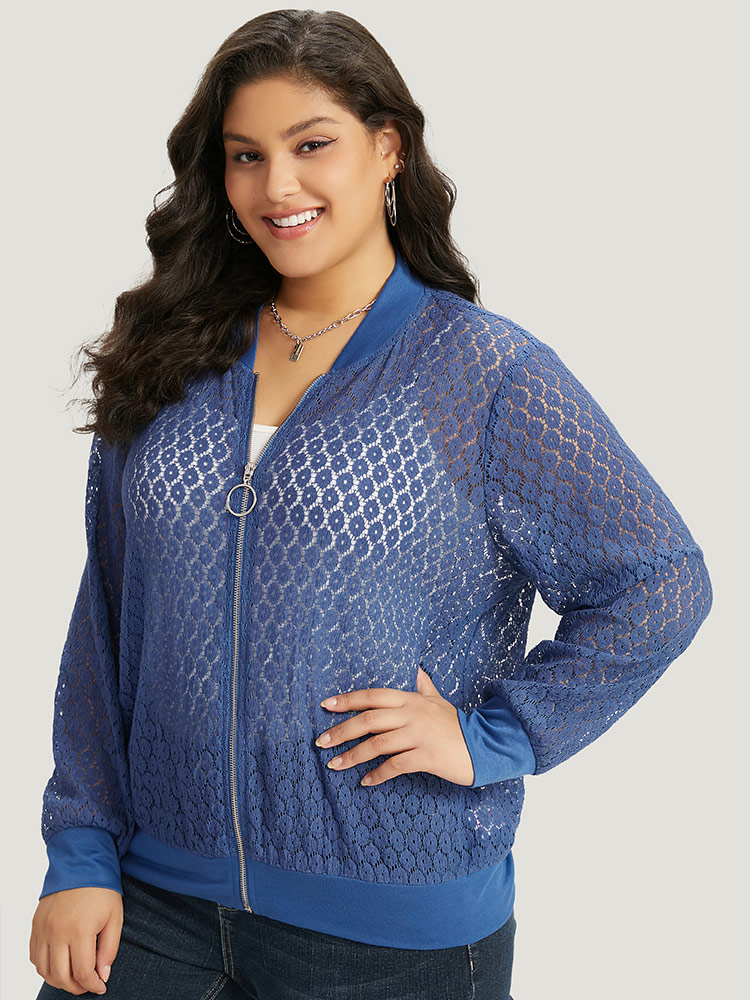 Plus Size Women Dailywear Plain Plain Casual Jackets BloomChic 