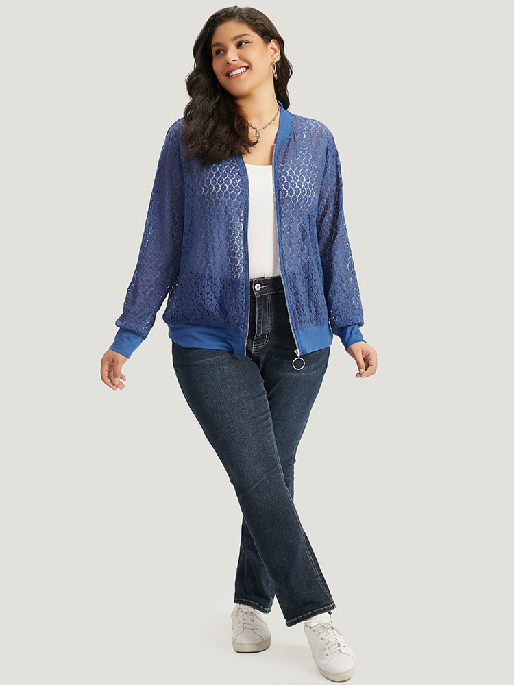 Plus Size Women Dailywear Plain Plain Casual Jackets BloomChic 