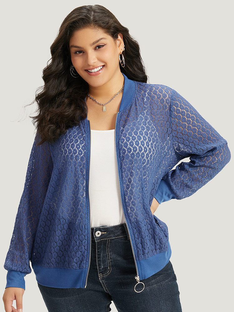Plus Size Women Dailywear Plain Plain Casual Jackets BloomChic 