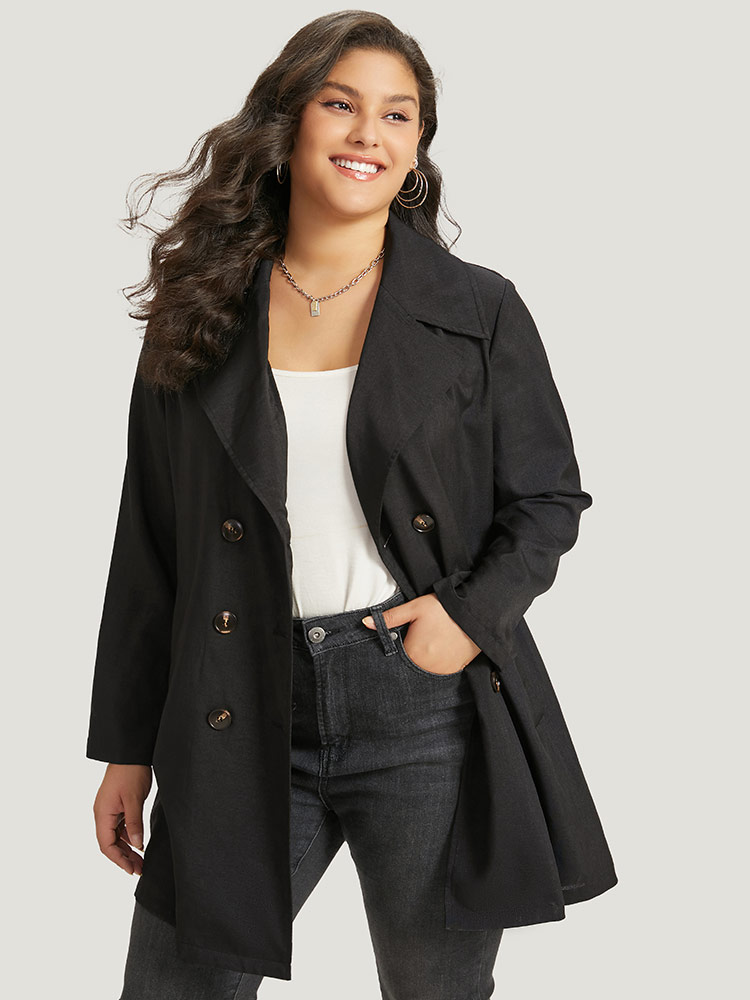 Plus Size Women Everyday Plain Plain Pocket Casual Coats BloomChic 