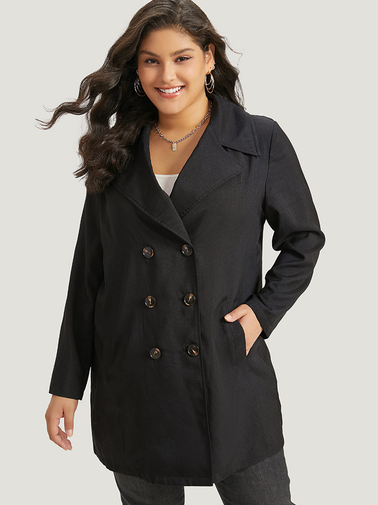 Plus Size Women Everyday Plain Plain Pocket Casual Coats BloomChic 