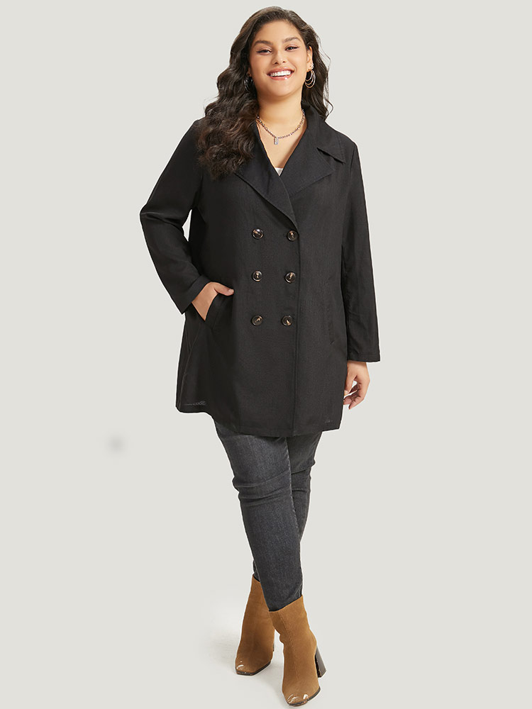 Plus Size Women Everyday Plain Plain Pocket Casual Coats BloomChic 