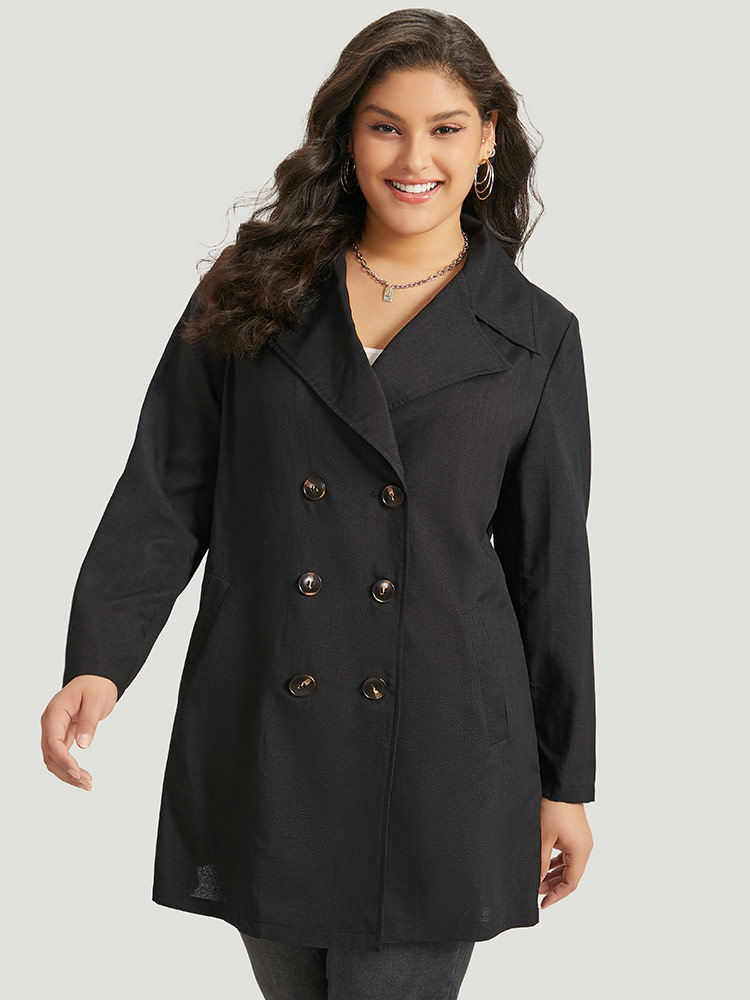 Plus Size Women Everyday Plain Plain Pocket Casual Coats BloomChic 