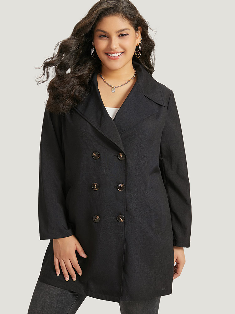Plus Size Women Everyday Plain Plain Pocket Casual Coats BloomChic 