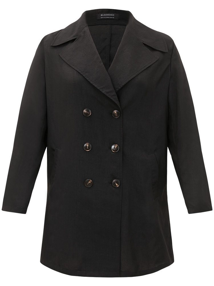 Plus Size Women Everyday Plain Plain Pocket Casual Coats BloomChic 