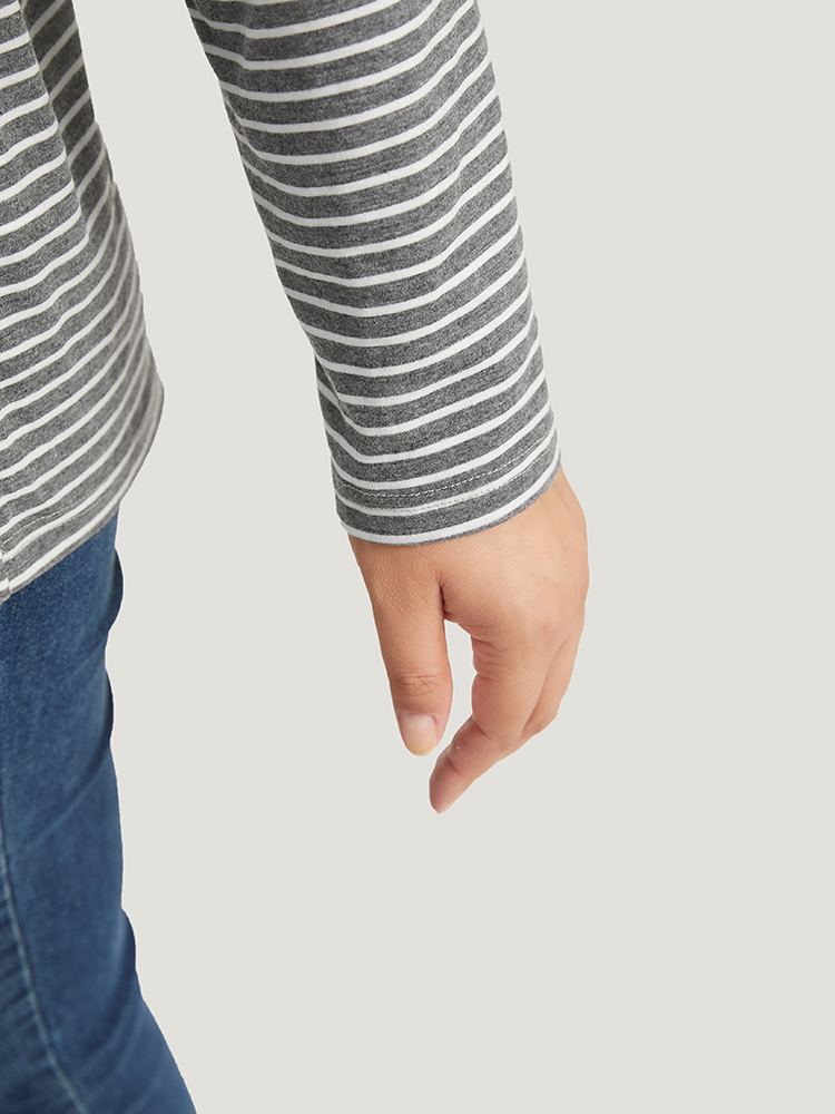 Plus Size Women Dailywear Striped Patchwork Raglan sleeve Long Sleeve Round Neck Casual T-shirts BloomChic 