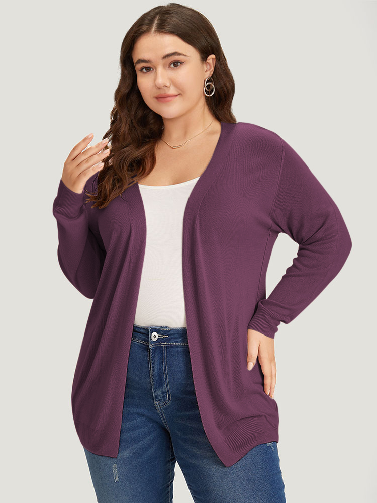 

Plus Size Supersoft Essentials Solid Open Front Loose Cardigan Mauve Women Casual Loose Long Sleeve Everyday Cardigans BloomChic