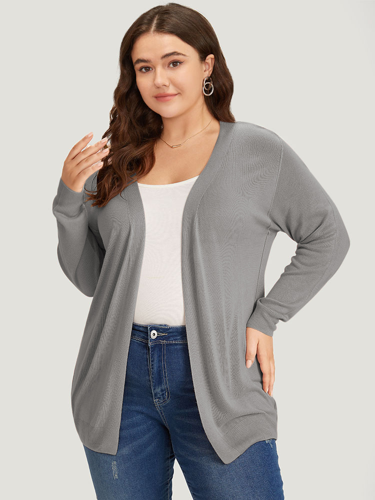 

Plus Size Supersoft Essentials Solid Open Front Loose Cardigan DarkGray Women Casual Loose Long Sleeve Everyday Cardigans BloomChic