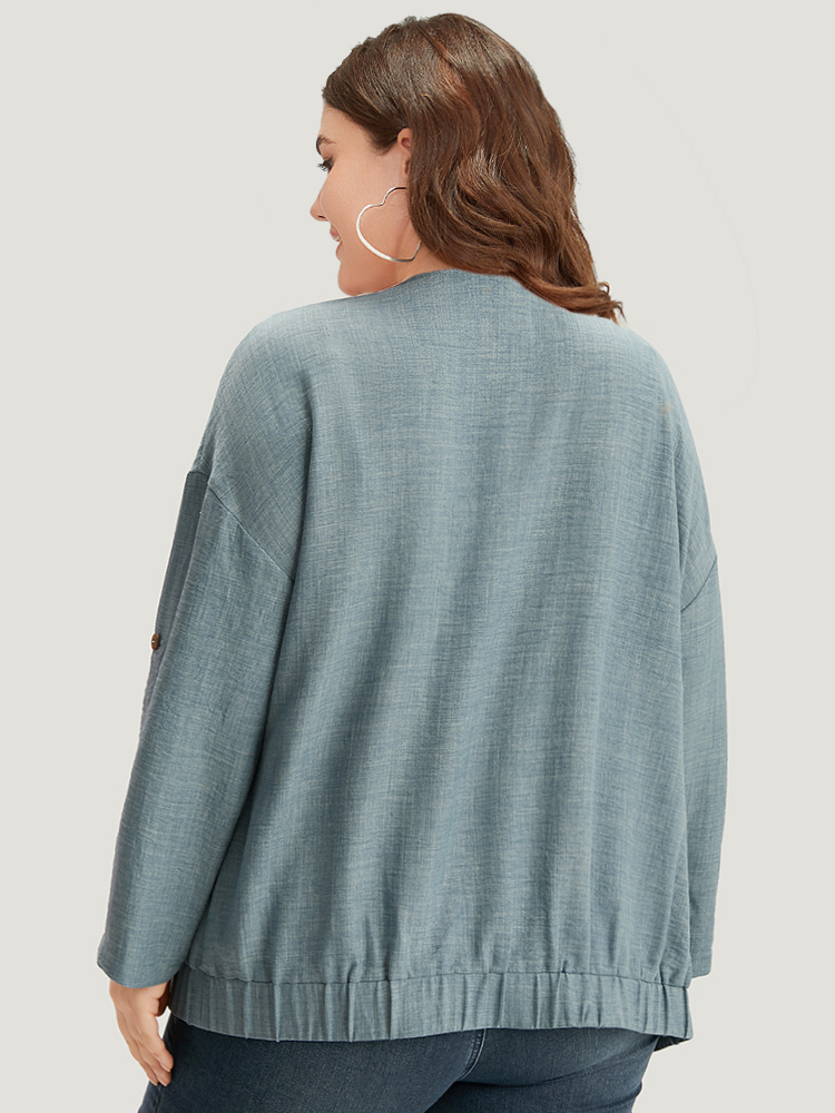 Plus Size Women Dailywear Plain Zipper Pocket Casual Jackets BloomChic 