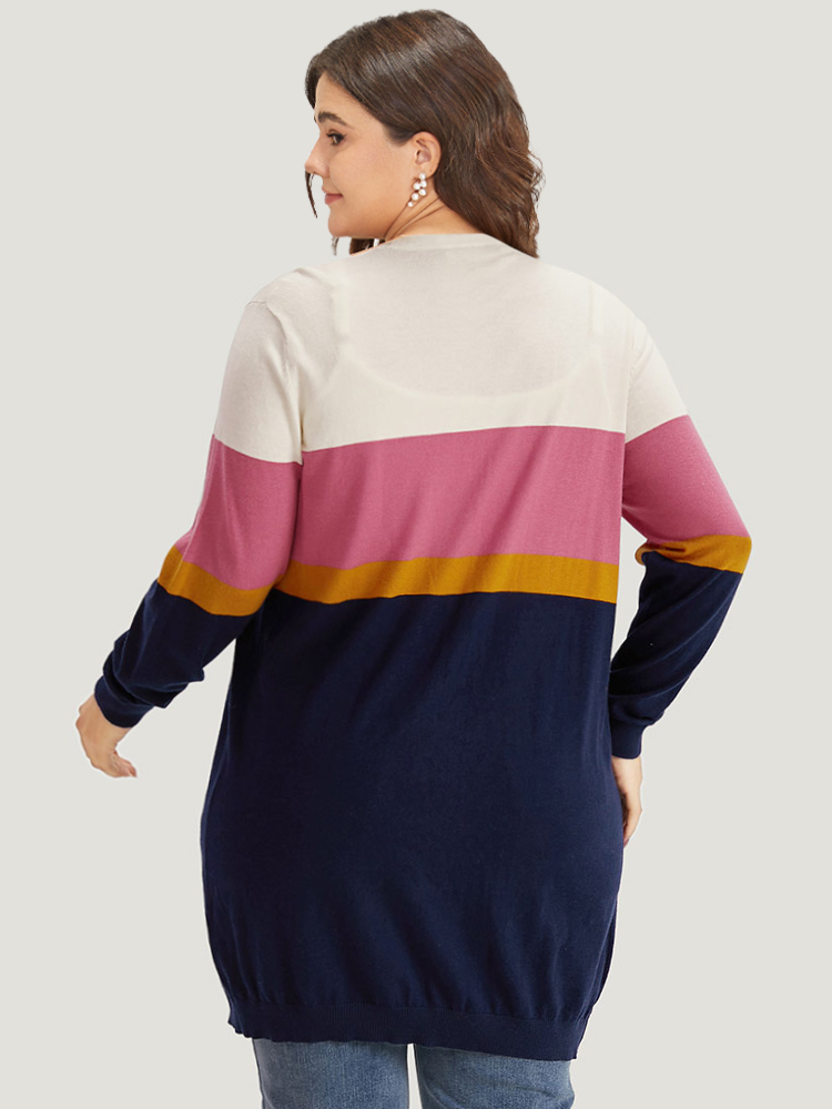 Plus Size Cardigans | Supersoft Essentials Contrast Open Front Tunic Cardigan | BloomChic 