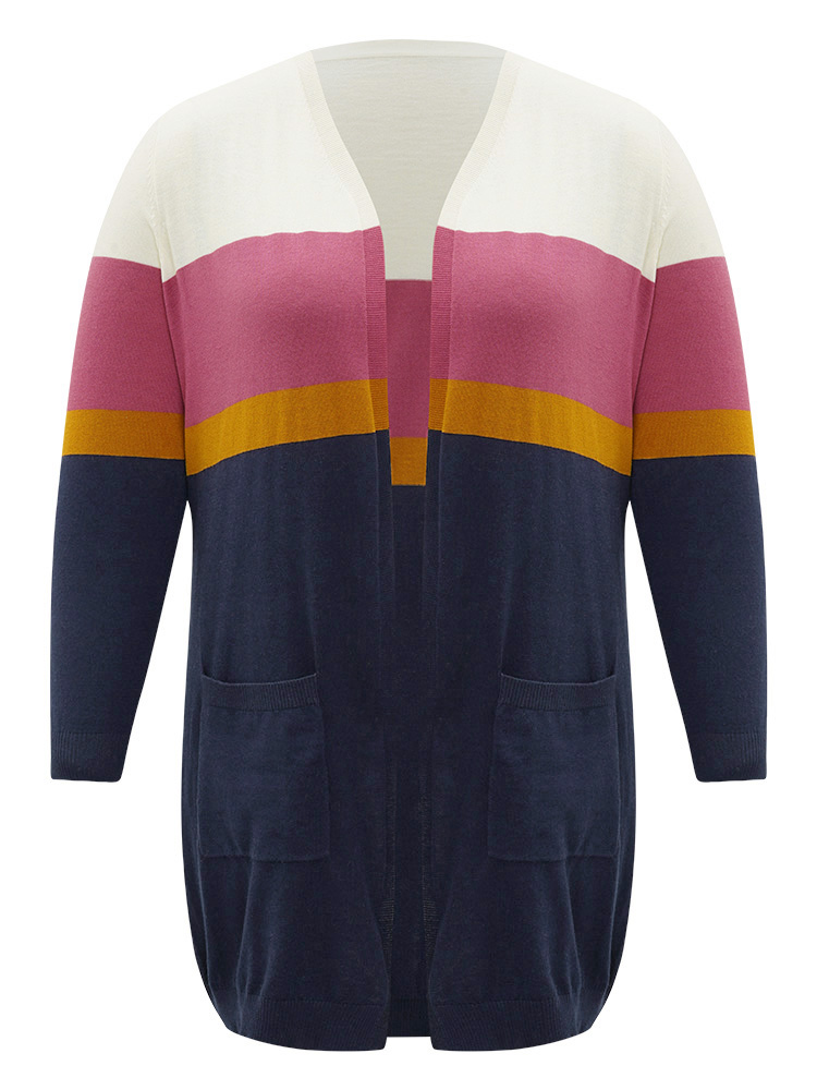 Plus Size Cardigans | Supersoft Essentials Contrast Open Front Tunic Cardigan | BloomChic 