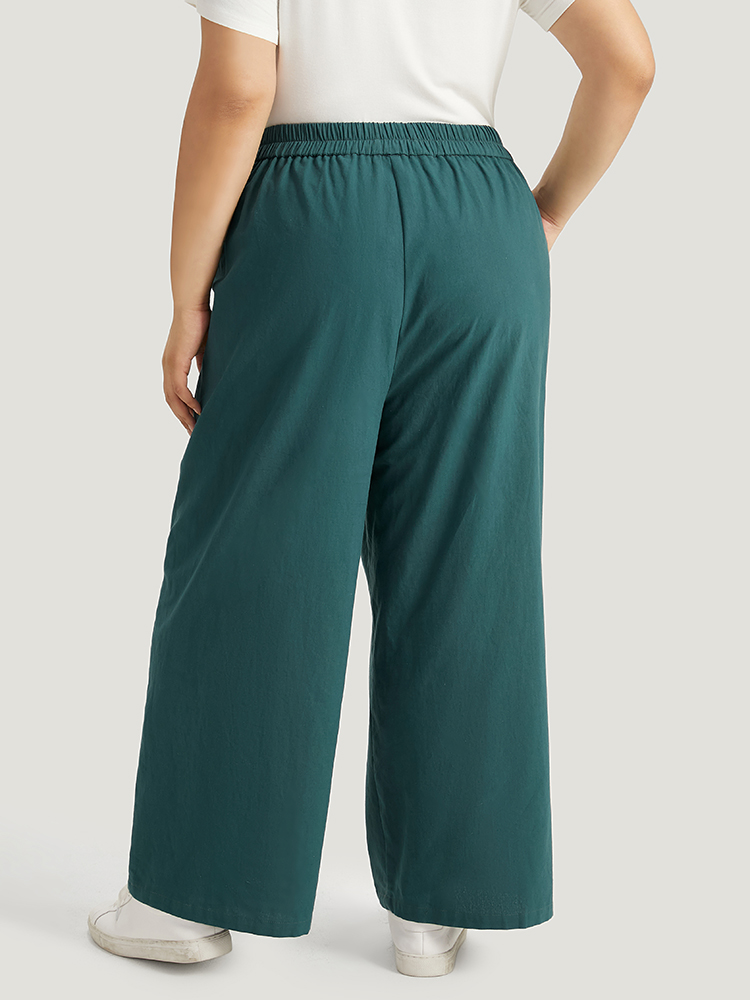 Plus Size Women Everyday Plain Plain High Rise Pocket Casual Pants BloomChic 