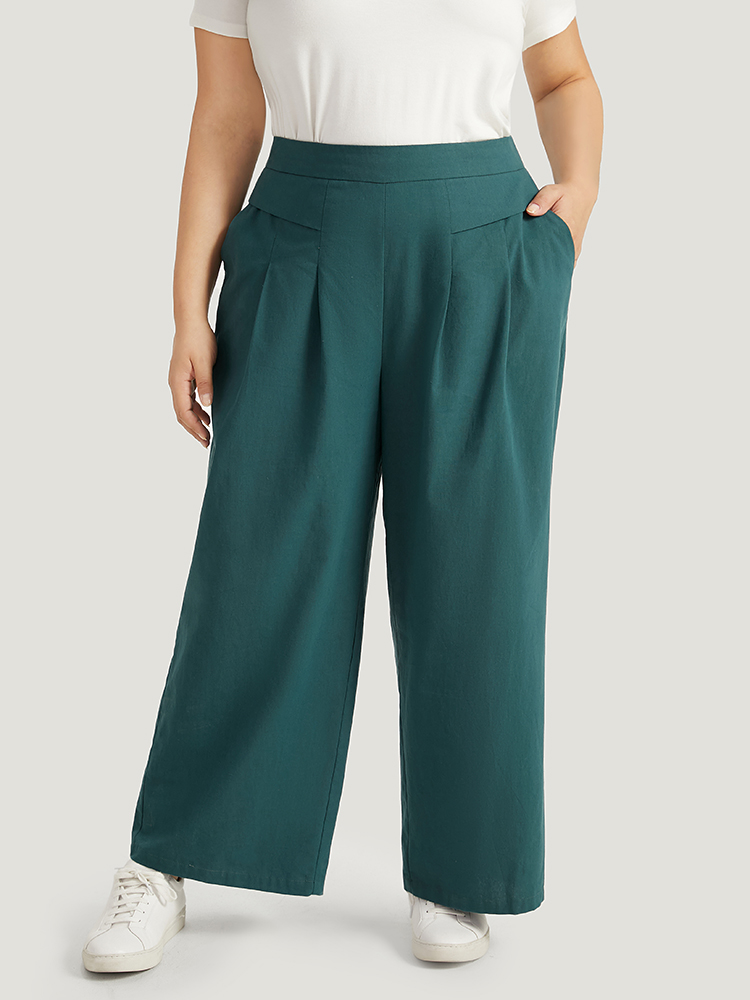 Plus Size Women Everyday Plain Plain High Rise Pocket Casual Pants BloomChic 