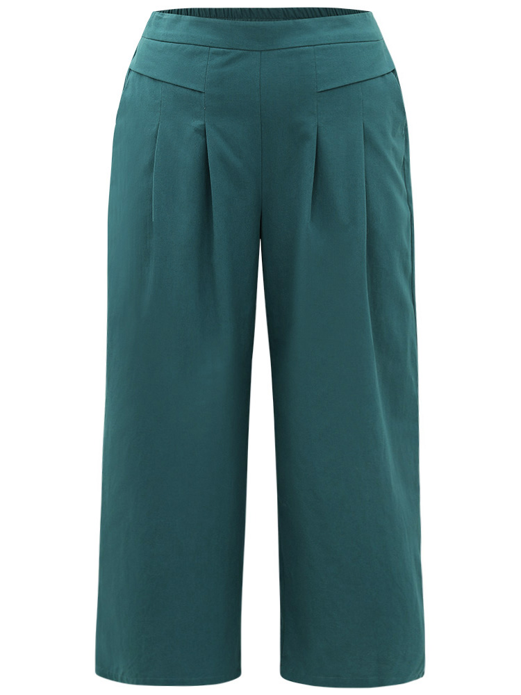 Plus Size Women Everyday Plain Plain High Rise Pocket Casual Pants BloomChic 