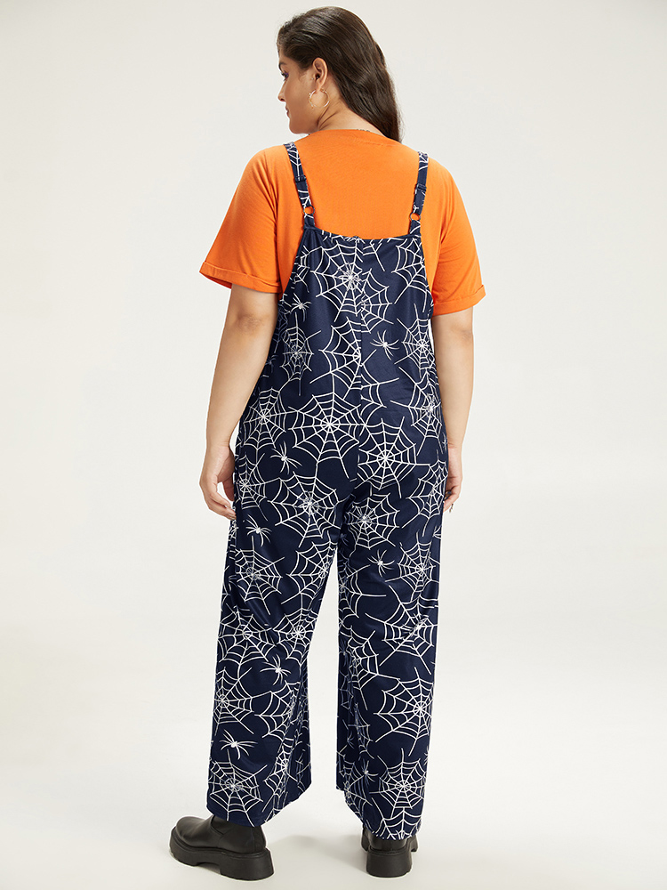 Plus Size Women Festival-Halloween Graphic-Halloween Adjustable Straps Regular Pocket Casual Jumpsuits BloomChic 