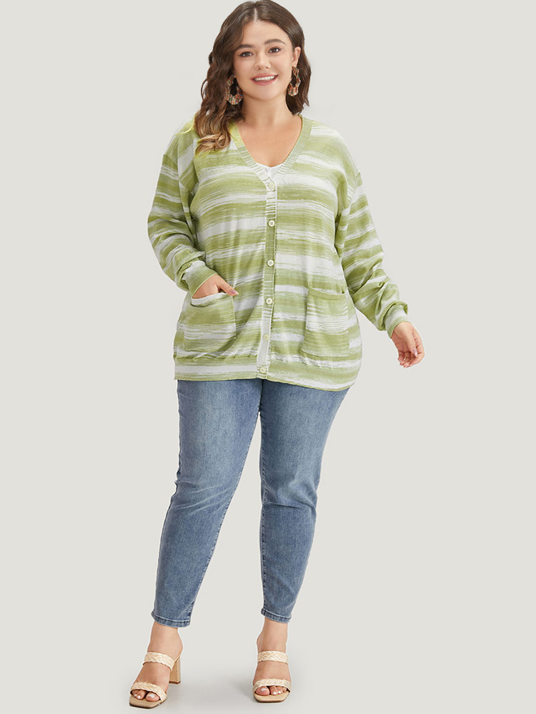 Plus Size Cardigans | Ombre Button Up Patched Pocket Cardigan | BloomChic 