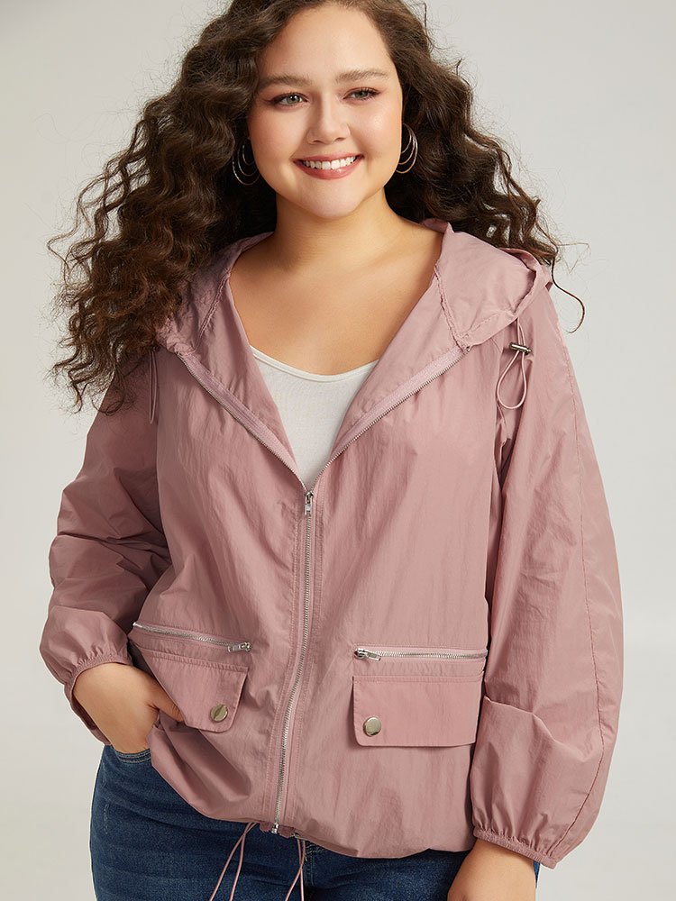 Plus Size Women Dailywear Plain Plain Pocket Casual Jackets BloomChic 