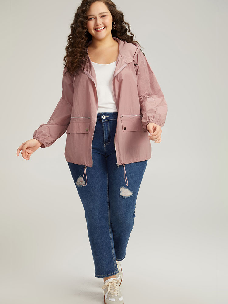 Plus Size Women Dailywear Plain Plain Pocket Casual Jackets BloomChic 