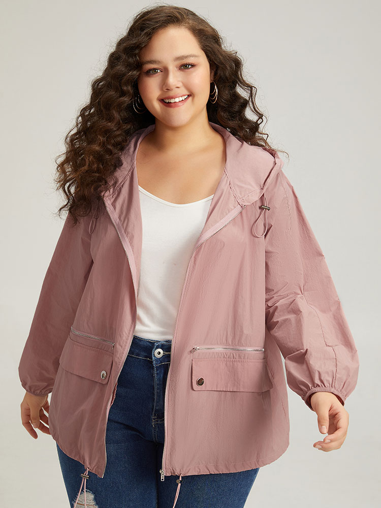 Plus Size Women Dailywear Plain Plain Pocket Casual Jackets BloomChic 