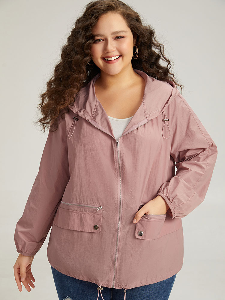 Plus Size Women Dailywear Plain Plain Pocket Casual Jackets BloomChic 