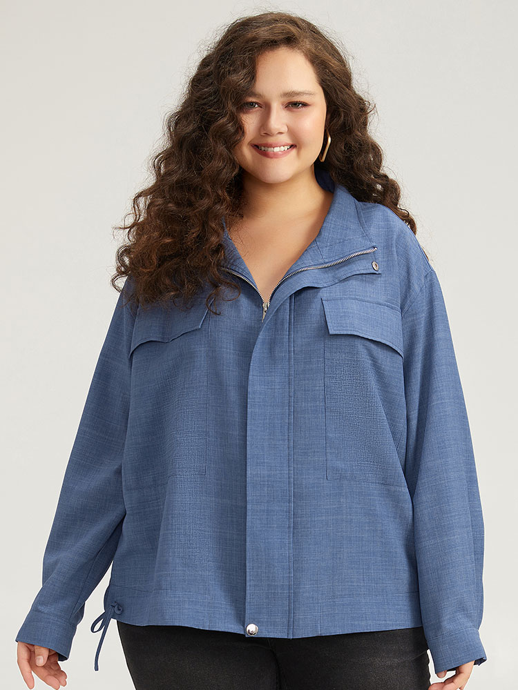 Plus Size Women Dailywear Plain Plain Pocket Casual Coats BloomChic 