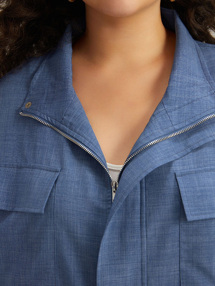 Plus Size Women Dailywear Plain Plain Pocket Casual Coats BloomChic 