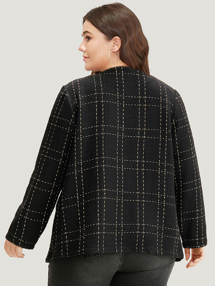 Plus Size Women Dailywear Plaid Texture Casual Coats BloomChic 