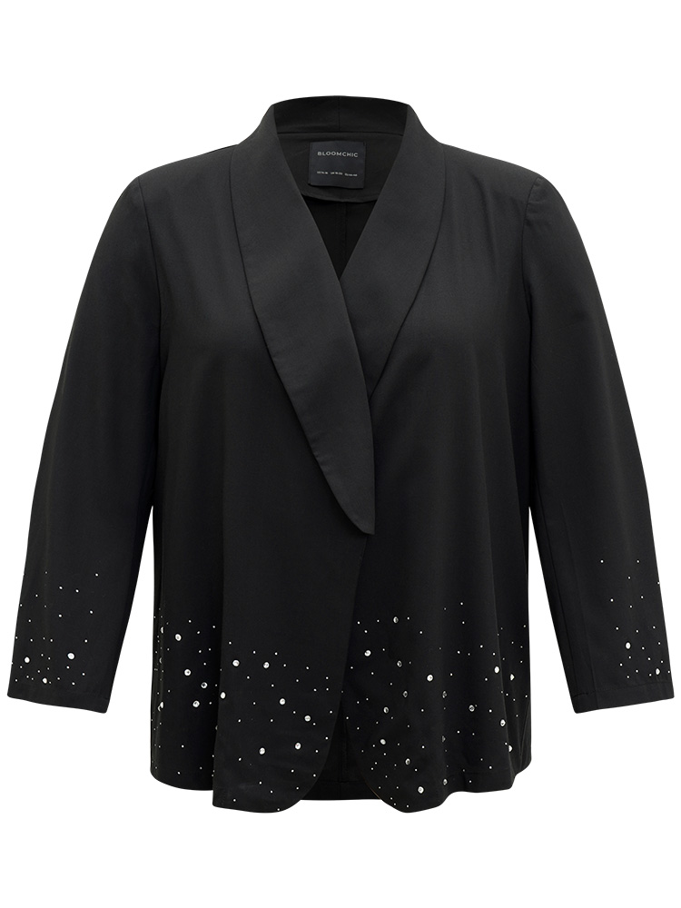 

Plus Size Halloween Plain Rhinestone Lapel Collar Blazer Black Women Dailywear Plain Rhinestone detailing Sleeve Long Sleeve Lapel Collar  Casual Blazers BloomChic