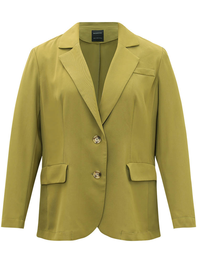 

Plus Size Plain Pocket Button Up Suit Collar Blazer Olive Women Dailywear Plain Plain Sleeve Long Sleeve Lapel Collar  Pocket Casual Blazers BloomChic