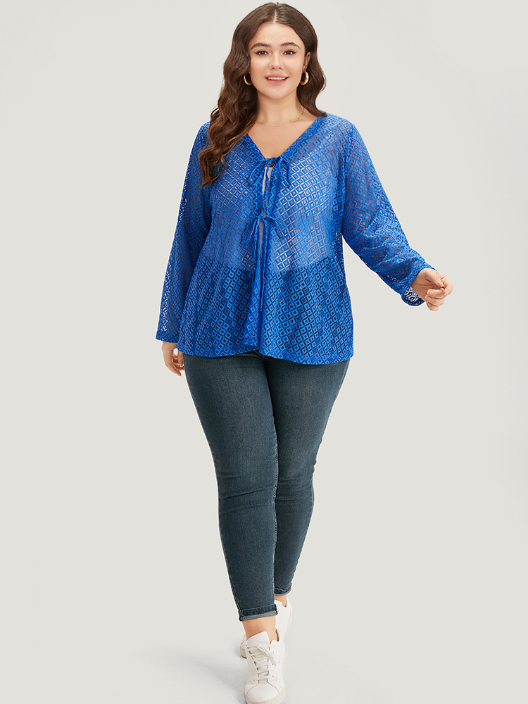 Plus Size Women Dailywear Plain Lace Casual Jackets BloomChic 