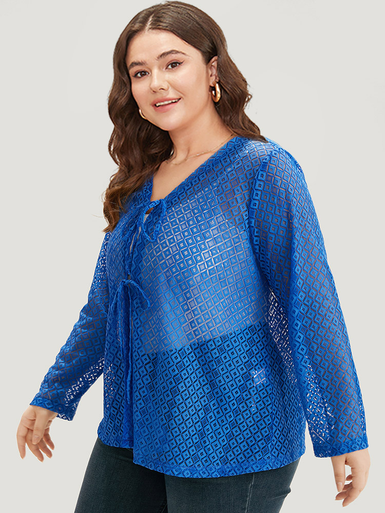 Plus Size Women Dailywear Plain Lace Casual Jackets BloomChic 